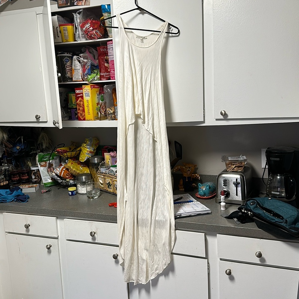 Express Asymmetrical Tunic top, off white, XS